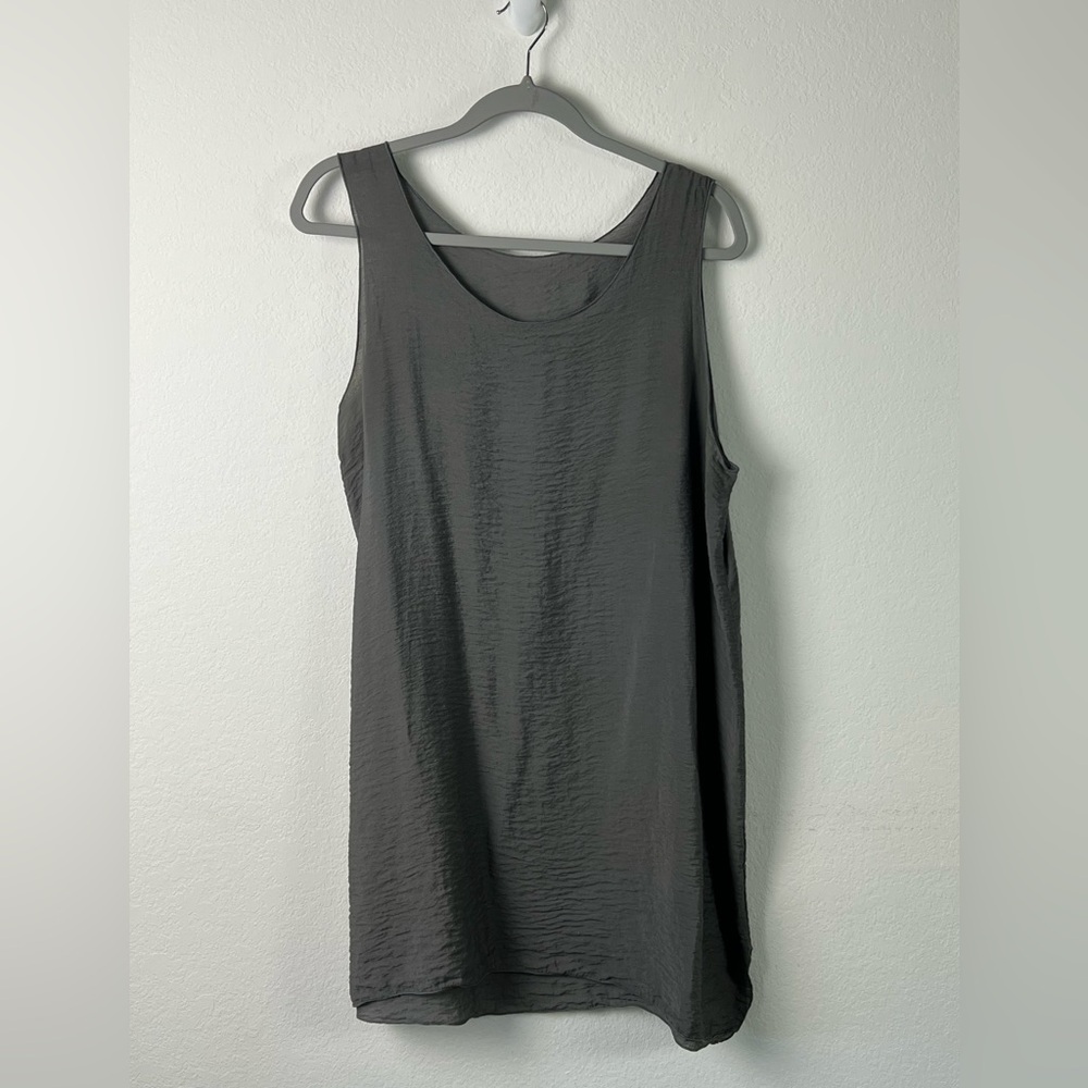 Cut Loose Sheer Gray Rayon blend Sleeveless Travel Beach Pool Vacation Dress